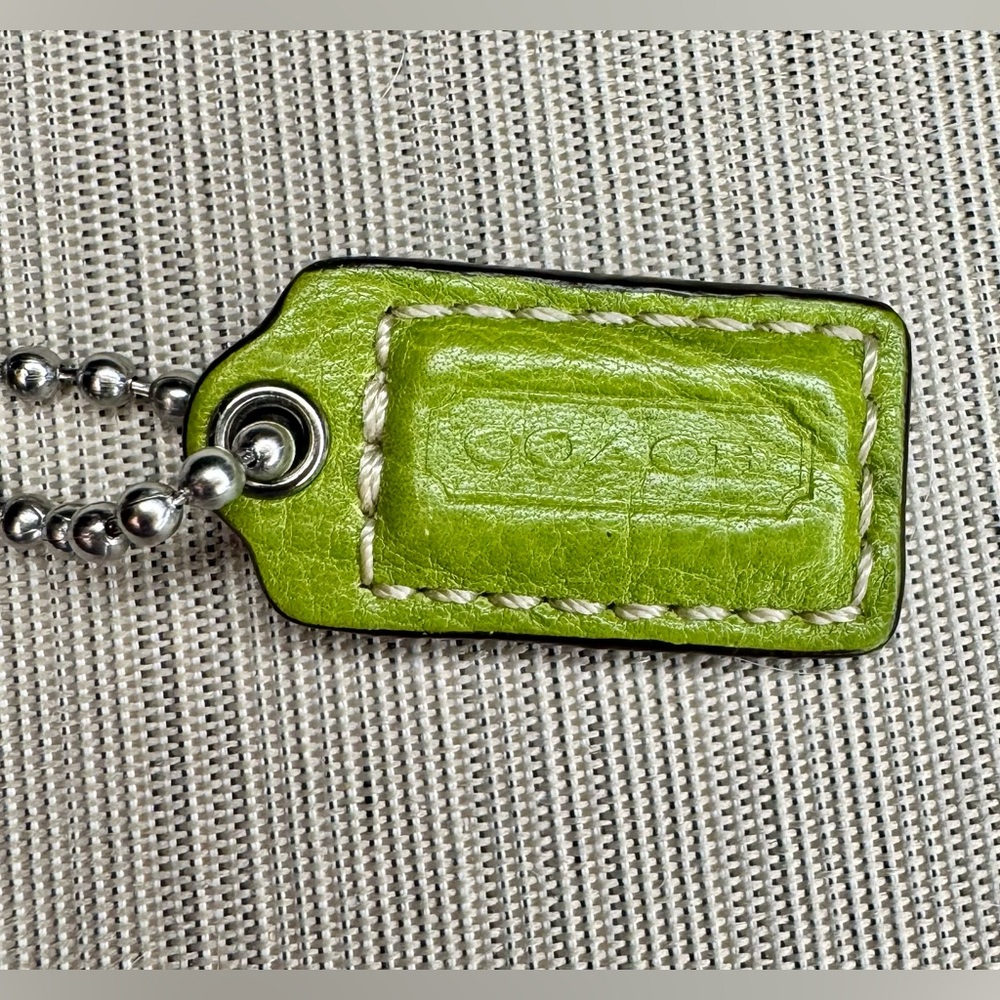 Coach Lime Green Leather Hangtag / Keychain / Bag Charm / Fob - 1.5”